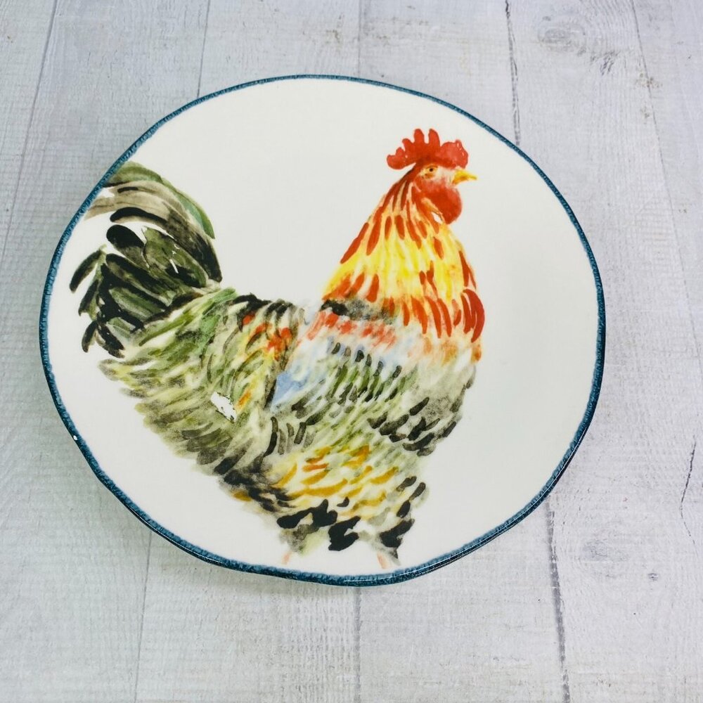 Southern Living ROOSTER Chicken Hand Crafted Italy Farmhouse Lunch Plate Set 5 - Picture 8 of 16